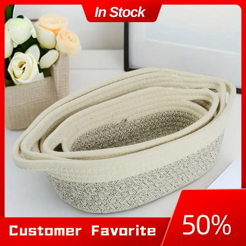 Cestas de almacenamiento de cuerda, juego de 3 cestas tejidas organizadoras, contenedores de algodón portátiles para ropa, ropa de cama, fácil instalación C, superventas