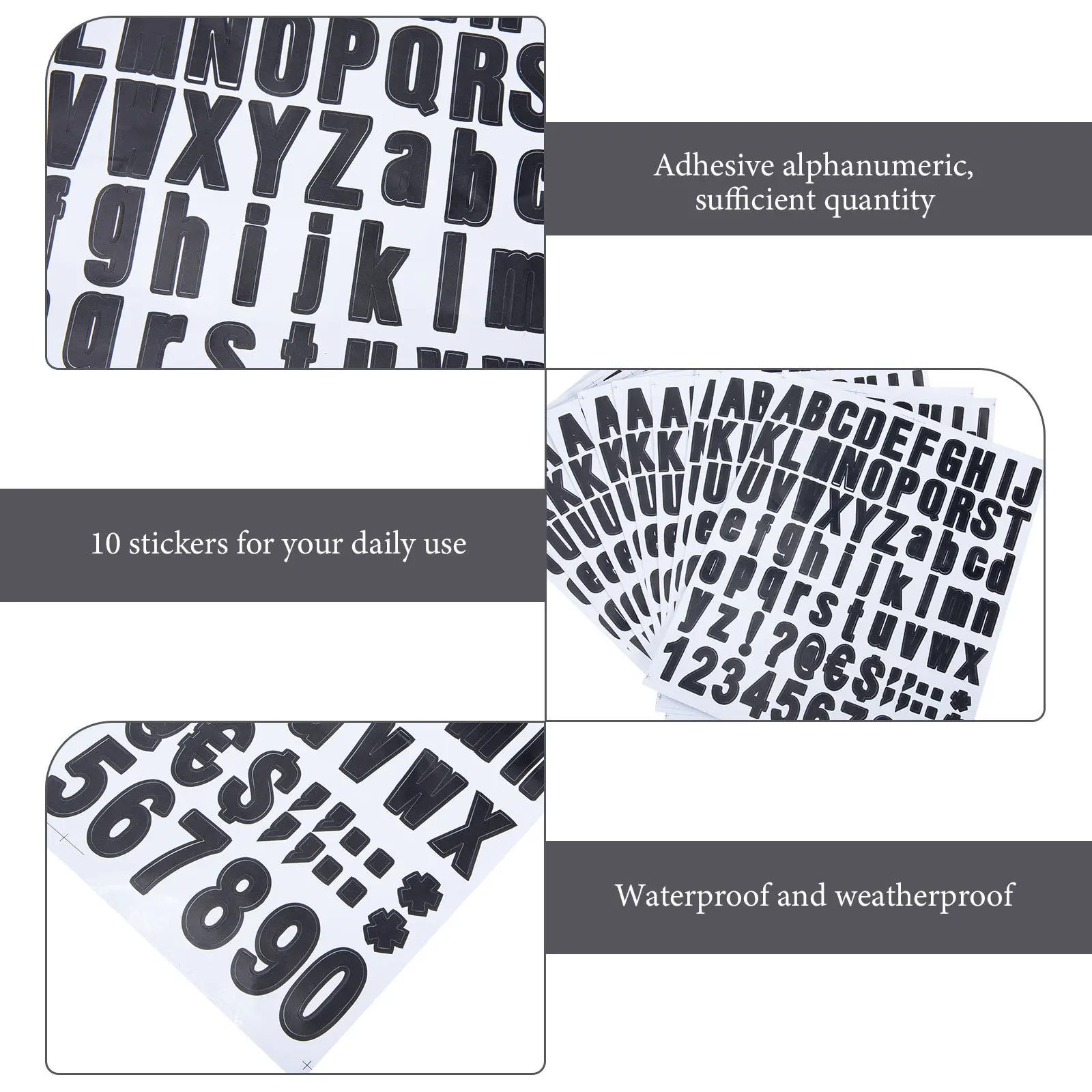 

10 Sheets PVC Stickers DIY Decorative Address Number Labels for Windows Glass Metal Waterproof Outdoor Indoor Use