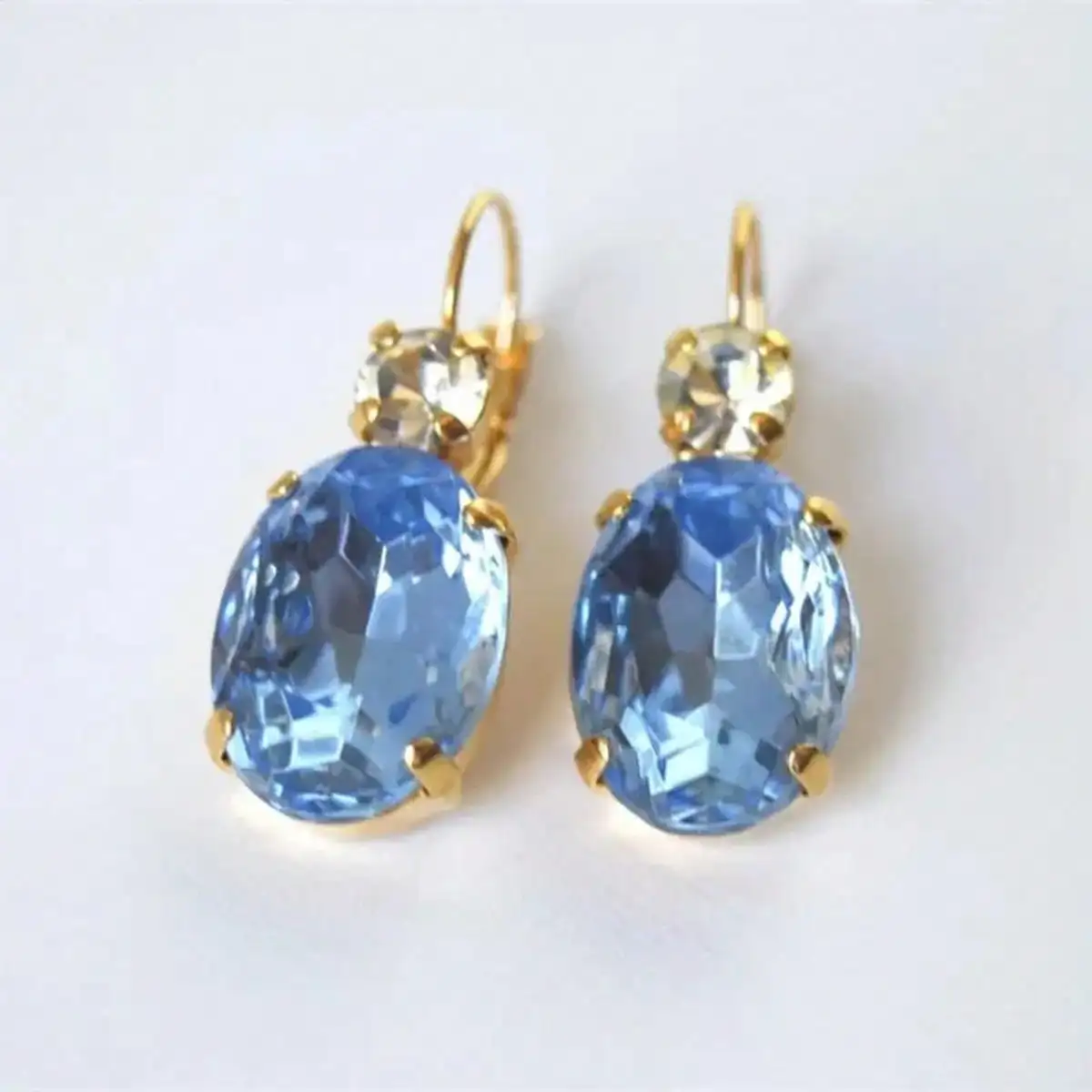 Boucles d'oreilles de luxe géométriques en cristal de zircone cubique bleue pour femmes, nouveaux bijoux de mariage en or exquis à la mode