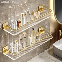 Bathroom Shelf Light Luxury Washstand Acrylic Toilet Washroom Towel Storage Without Holes Wall-mounted Storage Rack Oaganiser