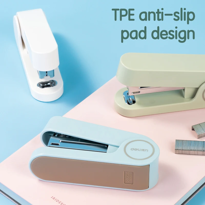 델리 표준 스테이플러 세트, 사무실, 대학 및 가정용. 미끄럼 방지 바닥, 막힘 없는 메커니즘 및 편안한 그립 기능