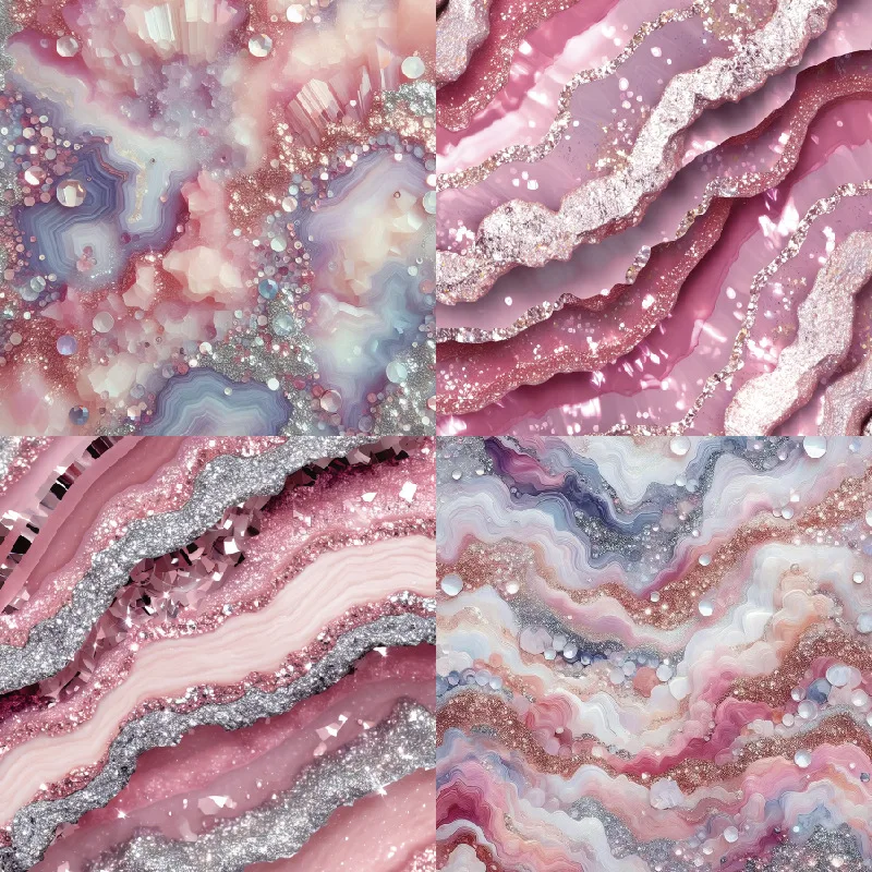 Pink Quartz Agate Glitter Gemstone Marble Print 6x6 Scrapbooking Paper Pad Cardstock DIY Journal Craft Album Handmade Decor