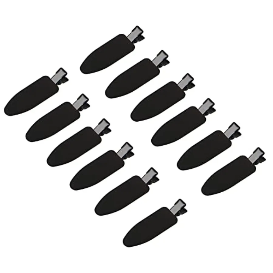 

Makeup application hair clips, plastic-coated metal, black, no-bend no-crease non-slip design for tangle-free use