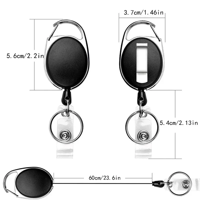 100 Pack Badge Holders Retractable Badge Reel with Carabiner Belt Clip and Key Ring for ID Card Name Holder and Keychain
