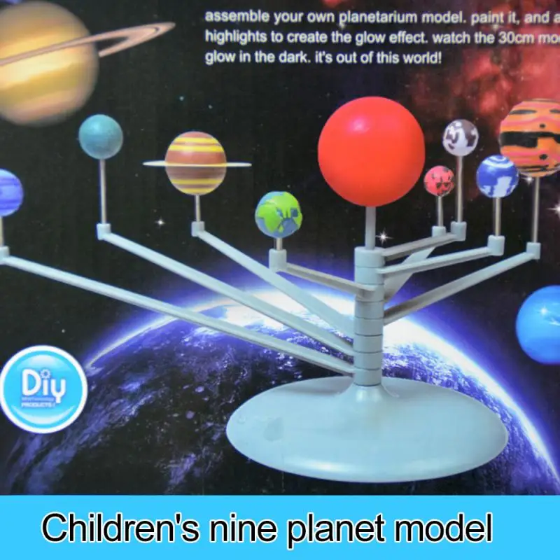 1Set Solar System Nine Planets Model Science Kit DIY Assembly Astronomy Science Toy Kids Children Learning Education Toys Gifts