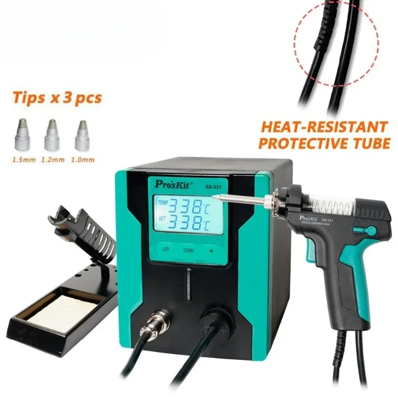 SS-331H ESD LCD Digital Electric Desoldering Pump BGA Desoldering Suction Vacuum Solder Sucker Gun Auto Sleep 110v/220v