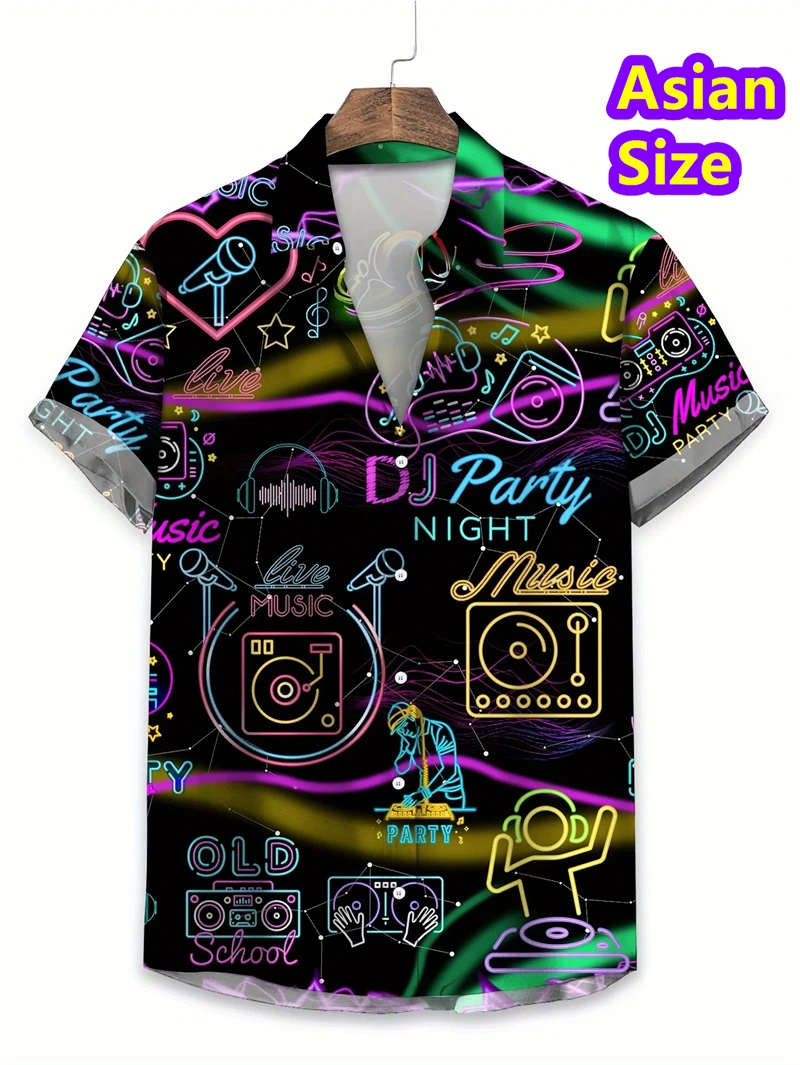 

Summer Men's Shirts Coconut Tree Print Short Sleeve Tees Retro Casual Hawaiian Shirts For Men Loose Oversized 2025 New Top