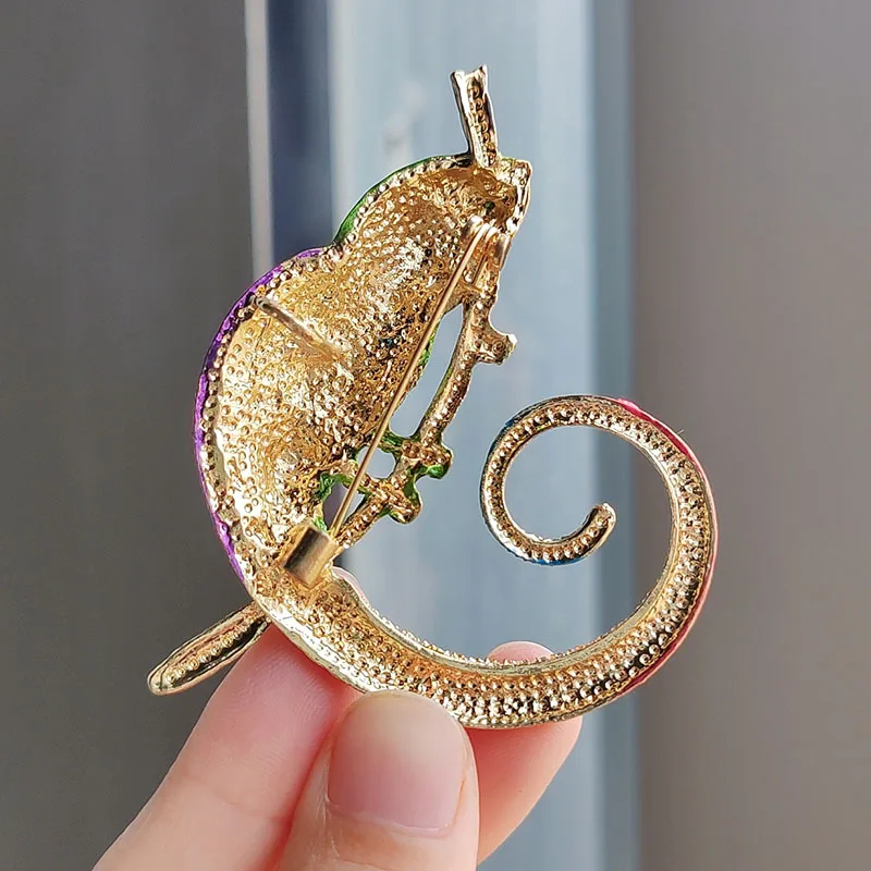 Creative Lizard Chameleon Rhinestone Brooches For Women Men Clothes Suit Animal Brooch Pin Jewelry Accessories Ornaments Gifts