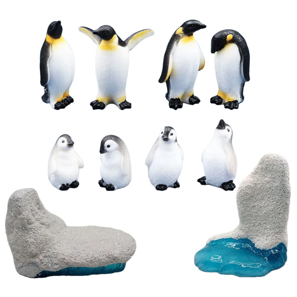 10 Pcs Penguin Iceberg Landscaping Lifelike Models Desktop Animal Decors Early Educational Toys Ornaments Resin Crafts