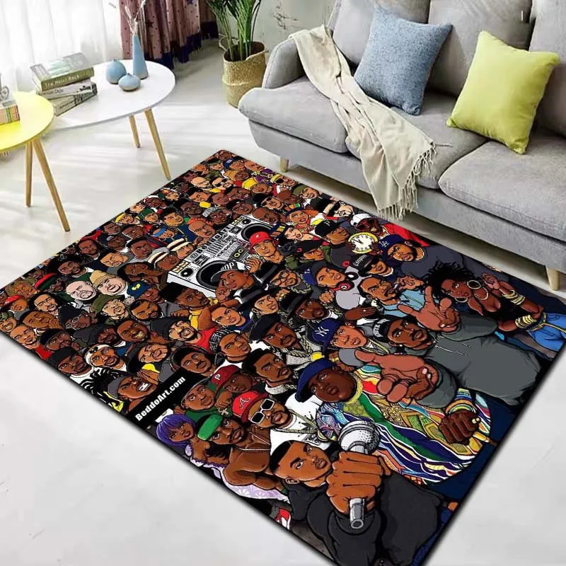 3D Hip Hop Legend Rapper Tupac 2Pac Print Area Rug Non Slip Carpet Urban Rap Culture Mat Living Room Bedroom Sofa Home Decor