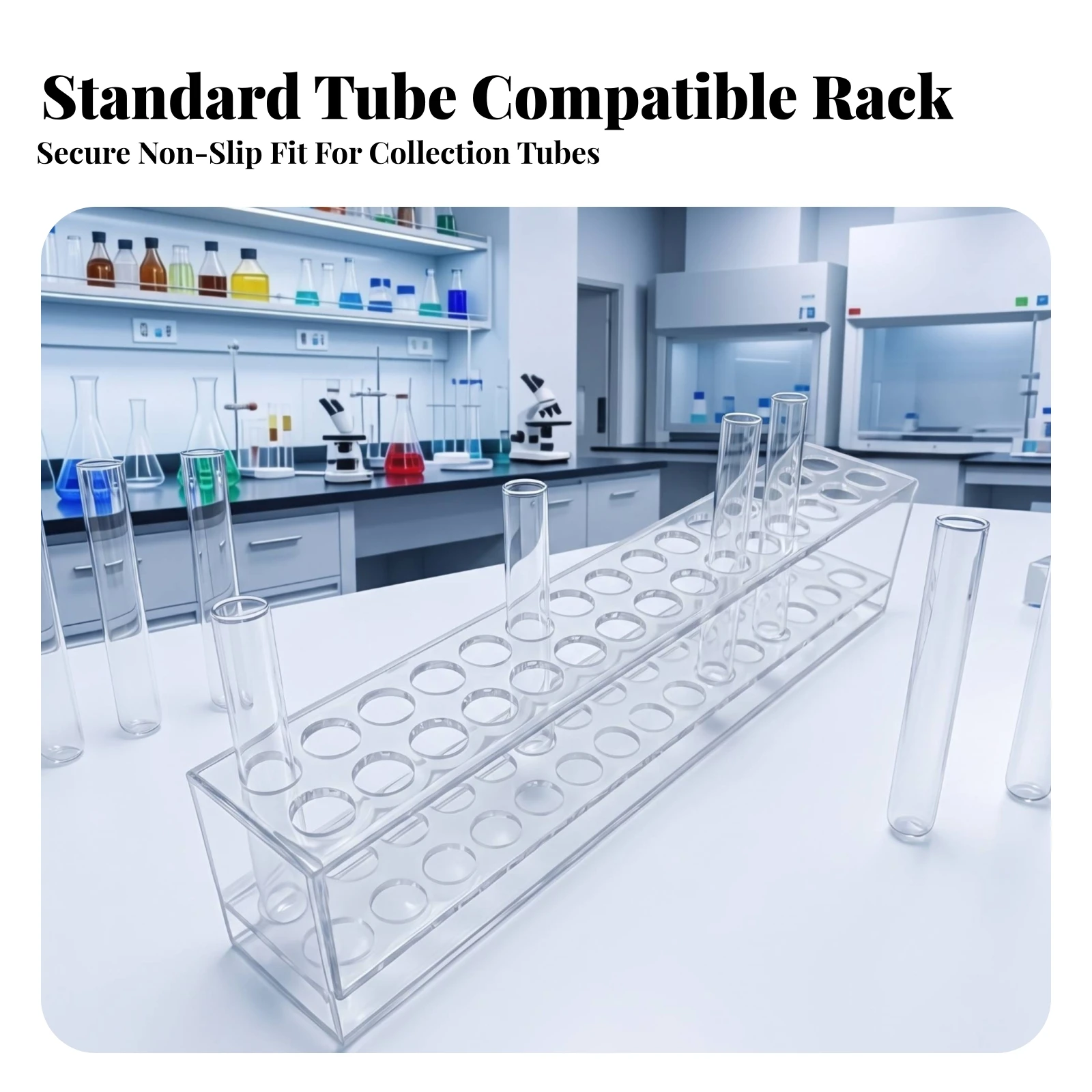 30-Hole Test Tube Rack Long-Lasting Plastic Test Tube Rack Space-Saving Transparent for Researchers, Science Laboratory