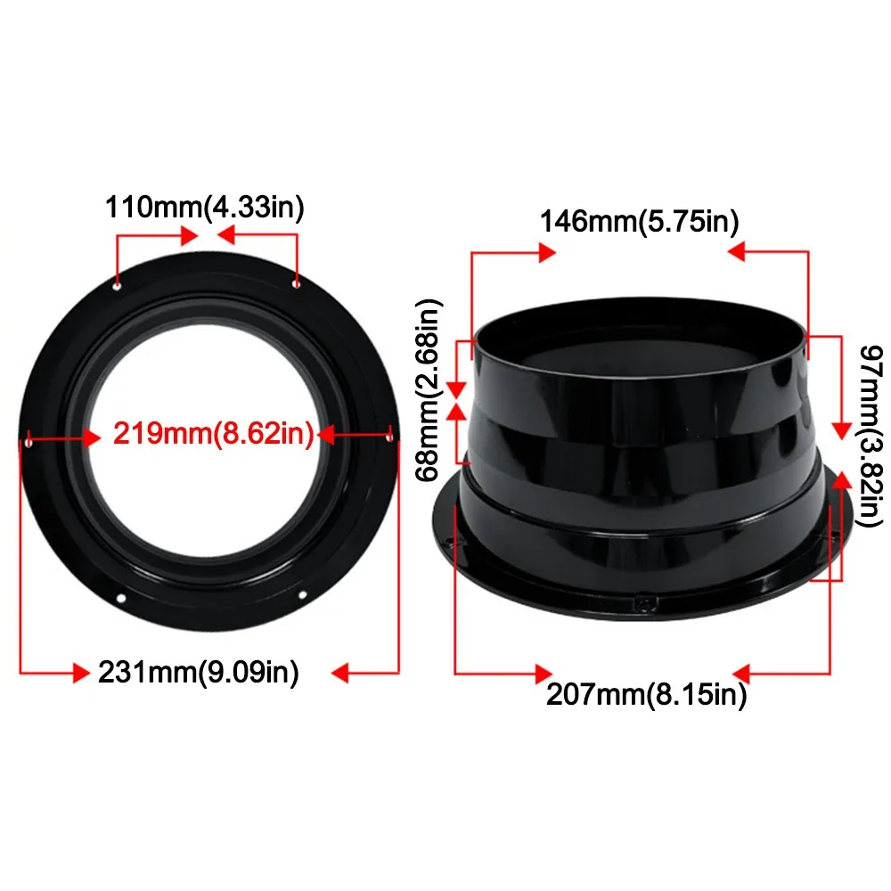 

High Quality ABS Exhaust Duct Connector Flange Round 50-160mm Bevel Flange Adapter Black Air Ventilation Hose Connector Kitchen