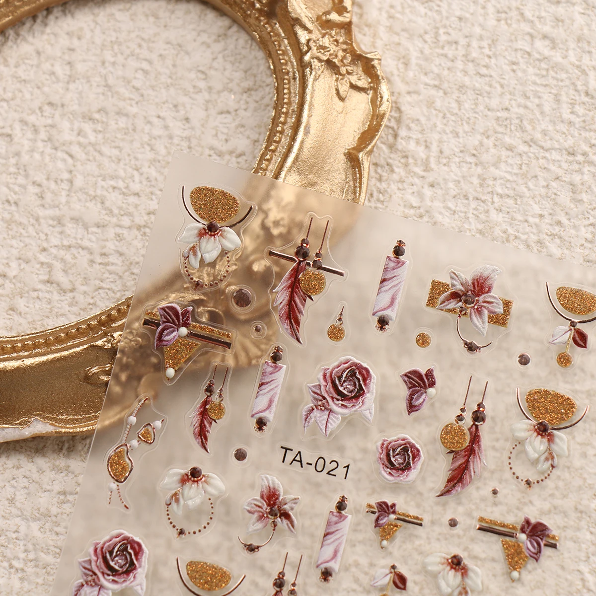 Autocollants pour Nail Art en relief, fleur rétro d'hiver, paillettes françaises, faciles à appliquer pour la décoration des ongles, le bricolage, le cadeau, le maquillage de fête, 2 pièces