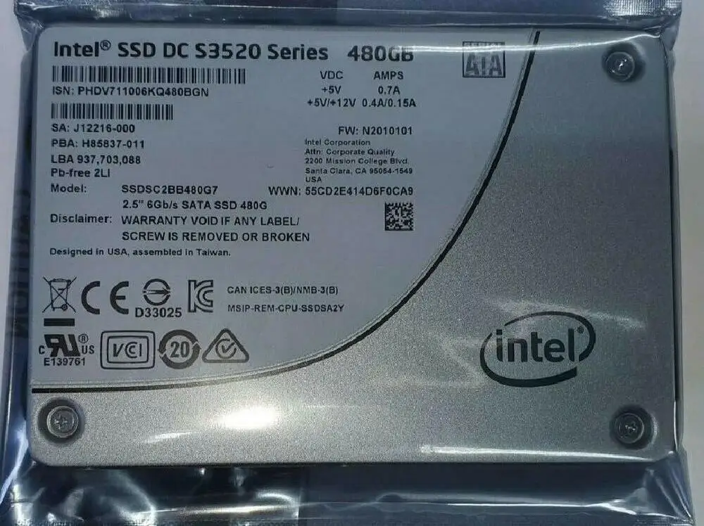 Ssdsc2bb480g7 intel dc s3520 série oem 480gb SATA-6GBPS 3d1 mlc 2.5 "ssd drives