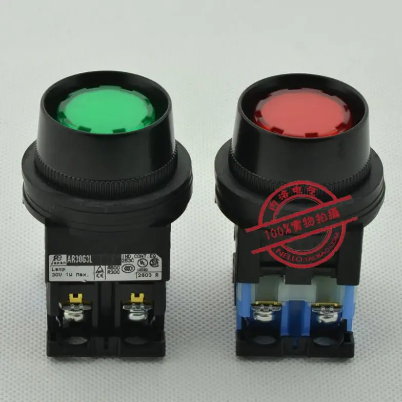 [ SA ]FUJI 30mm push button switch with iron grommet self-resetting AR30G3L-10E4 * 1NO 24V incandescent--10PCS/LOT