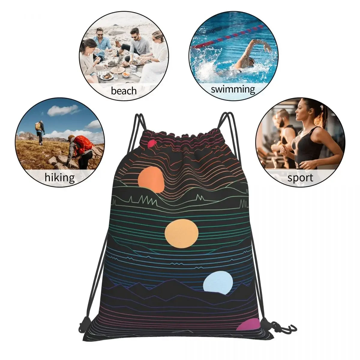 Many Lands Under One Sun Backpacks Casual Portable Drawstring Bags Drawstring Bundle Pocket Shoes Bag Book Bags Travel Students