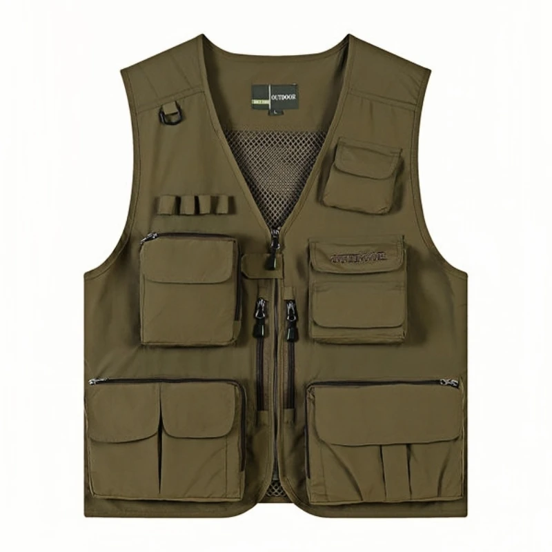 Summer Men Tactical Hiking Fishing Vest Multi-pocket Photographer Waistcoat Outdoor Leisure Male Thin Cargo Jacket Vests S-6XL