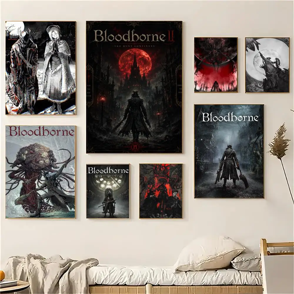 Bloodborne Game Poster Self-adhesive Advanced Aesthetic Printing Paper Wall Art for Living Room Home Decor