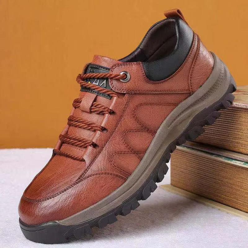 

New style plus-size casual shoes for men, outdoor hiking shoes, fashionable low-top non-slip British-style footwear