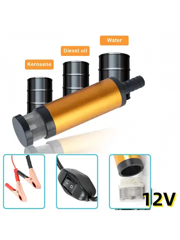 12V 전기 이송 펌프 12L/분 디젤 오일 물 펌프 배터리 클립 포함 트럭 해양 차량 연료 교체용