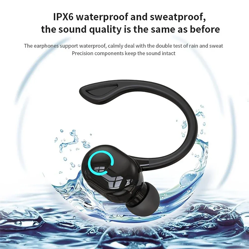 Single Ear Sports Bluetooth 5.2 Headset Ear Hook Type Low Delay Noise Reduction Earphone Business Wireless Waterproof Eaebuds