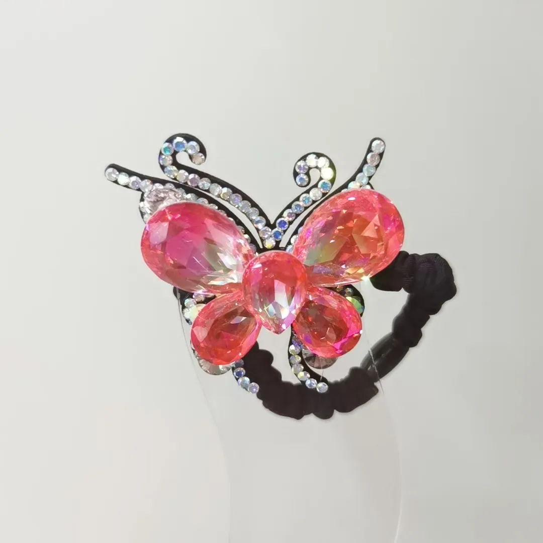 New butterfly small bowel circle hair  crystal head rope women fashion ponytail hair circle headwear