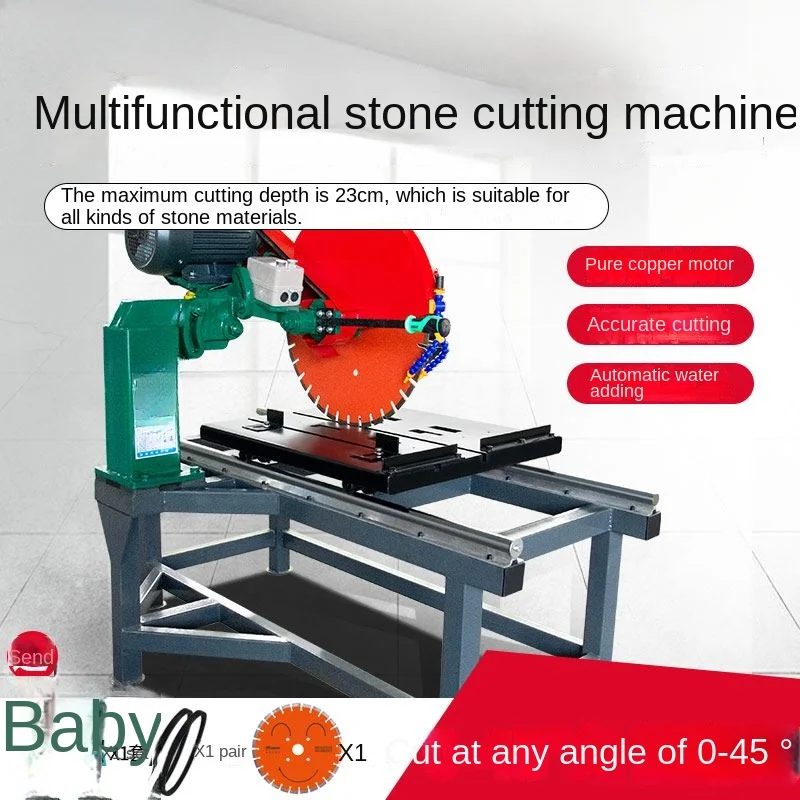 Multifunctional Refractory Brick Cutting Saw Concrete Brick 45 Degree Chamfering Desktop Marble Tiltable Stone Cutting Machine