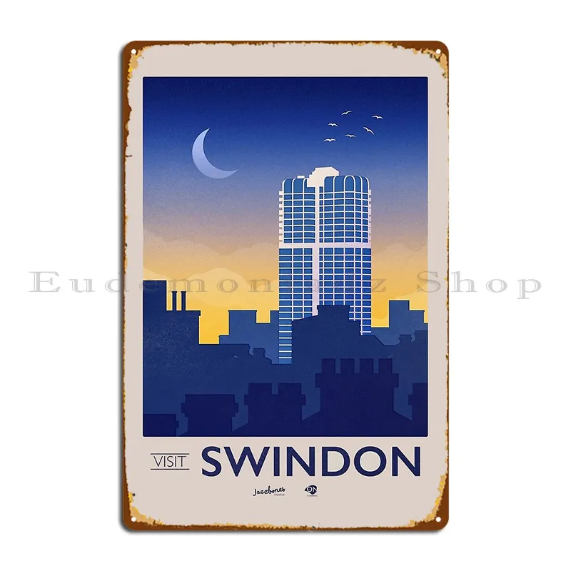 Visit Swindon Travel Poster John Murry Building Metal Plaque Poster Rusty Create Garage Retro Bar Tin Sign Poster