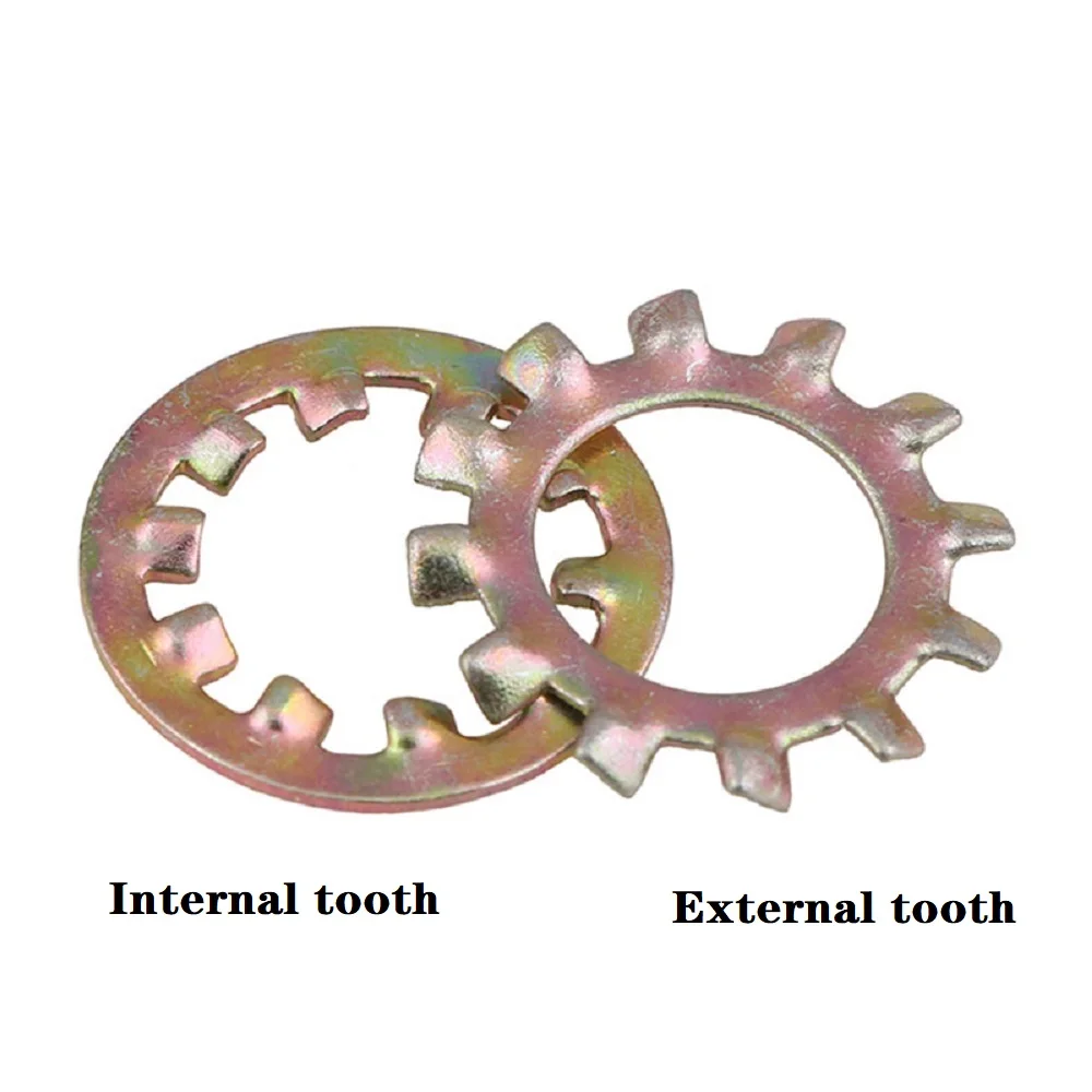 10-50pcs M3 M4 M5 M6 Colored zinc inner and outer toothed gasket, chrysanthemum gasket, metal toothed gasket, toothed Washers