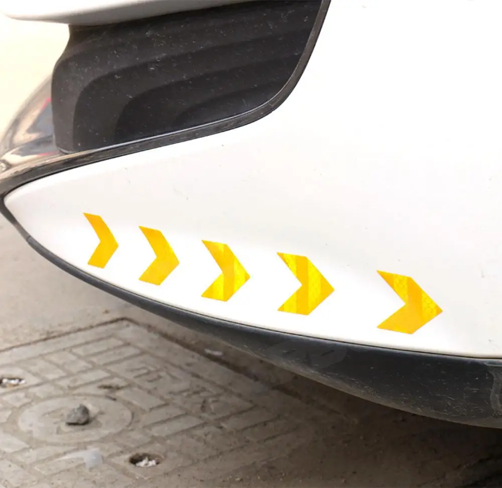 

10PCS Car Reflective Sticker Warning Decals Arrow Sign Tape Stickers For Auto Tail Bar Bumper Trunk Safety Decoration Stickers