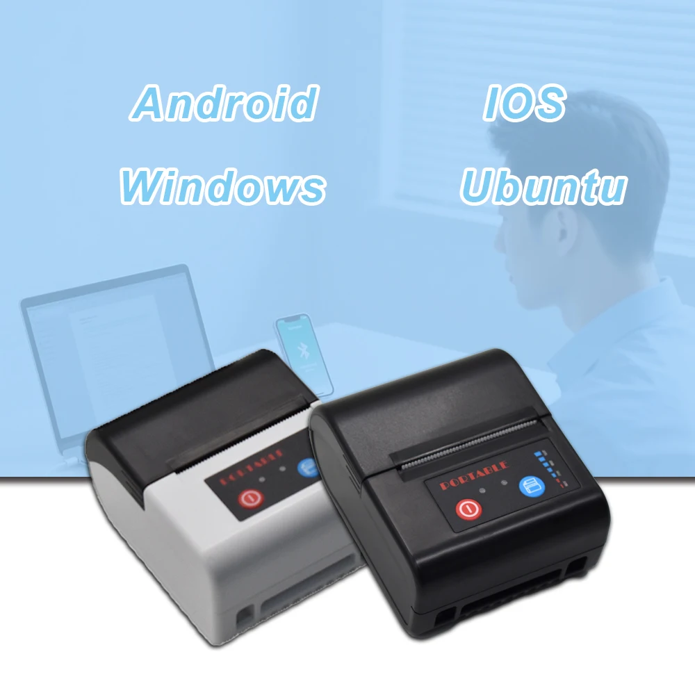 

Мини-портативный термопринтер штрих-кодов для этикеток диаметром 58 мм с беспроводным Bluetooth-принтером для мобильных телефонов с дополнительным ремешком