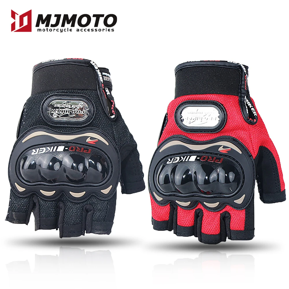 Summer Motorcycle Riding Half Finger Gloves Breathable Motocross Cycling Gloves Non-slip Motorbike Gloves Hard Shell Pretective