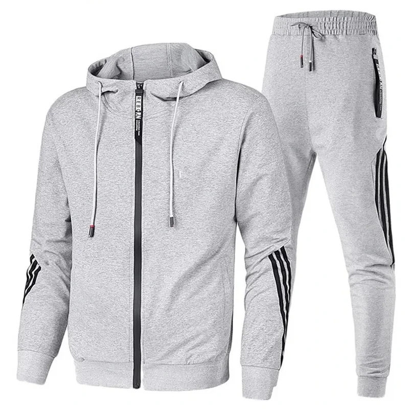 2024 Men\'s spring and autumn zipper hoodie + trousers 2-piece leisure fitness breathable fashion high quality jogging suit