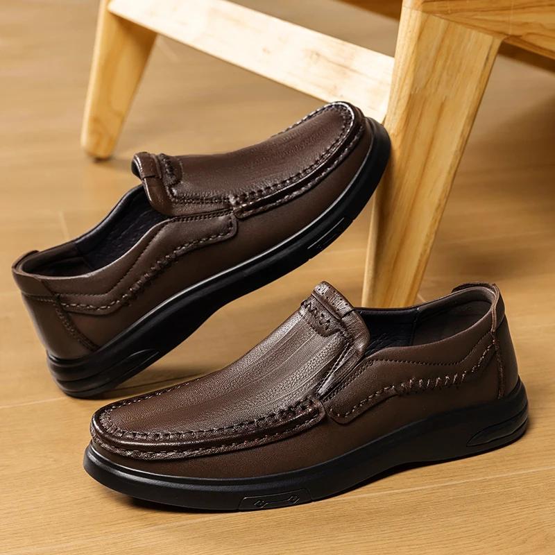 2026 New Model Full-Skin Sheepskin Daily Wear Men's Retro Hard-Wearing Ankle-Protecting Business Casual Leather Shoes