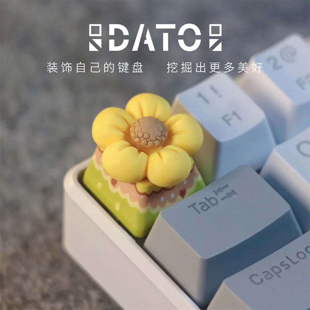 

Small Yellow Flower Keycap Cross Shaft Key Caps Mechanical Keyboard Plastic Game Accessories Ergonomics Front Carve Opaque Gift