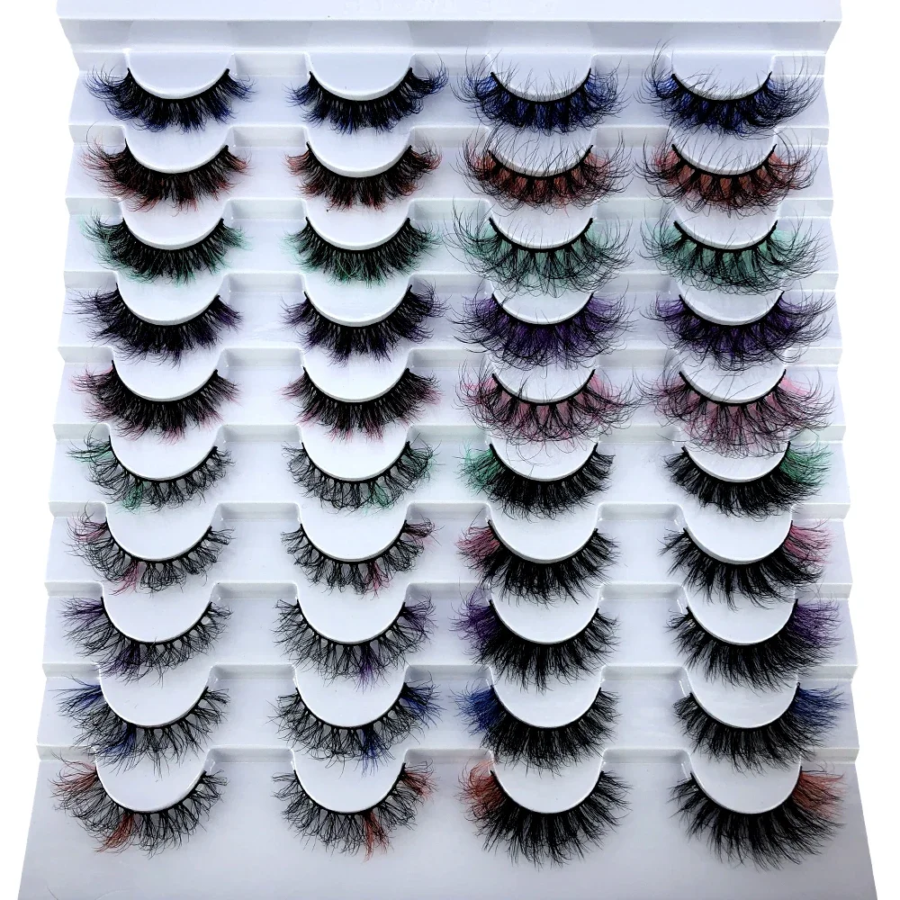20 زوجًا من منتجات تمديد الرموش الملونة ومنتجات التجميل والرموش المجعدة الفضفاضة