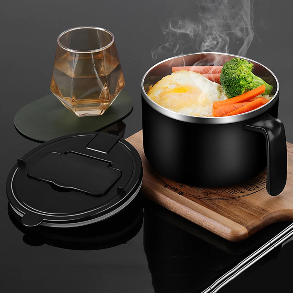 Stainless Steel Bowl Lunch Box With Handle Noodles Mixing Bowl Lunch Container Outing Tableware Children Office Bento Box