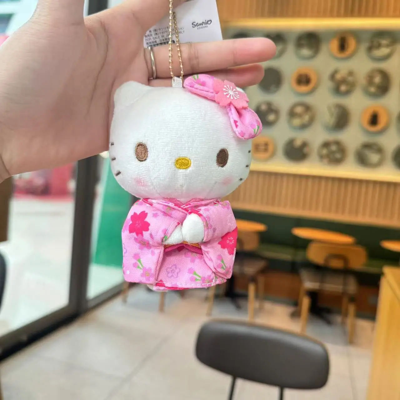 ハローキティ版シリーズ着物ぬいぐるみチャーム桜柄ぬいぐるみバッグ財布キーホルダー誕生日ギフト用
