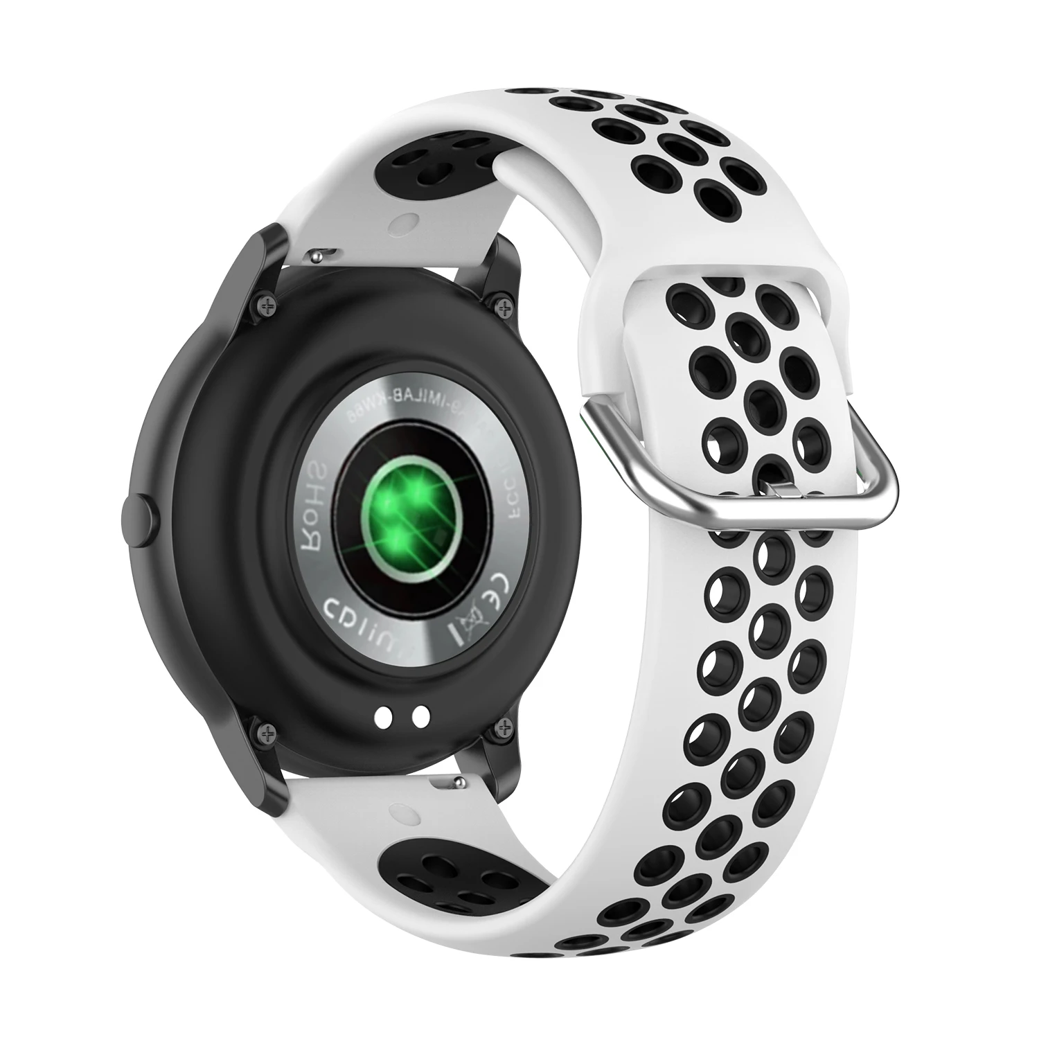 

Dual Color Sport Silicone Watch Band Replacement Wrist Strap 22mm for Yamay SW022/Xiaomi Imilab KW66 - White/Black