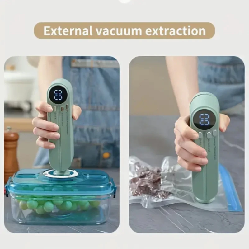 ماكينة تفريغ الطعام المحمولة للحوم والخضروات والوجبات الخفيفة |   خالية من مادة BPA، تصميم مدمج |   أجهزة المطبخ الموفرة للمساحة للنضارة