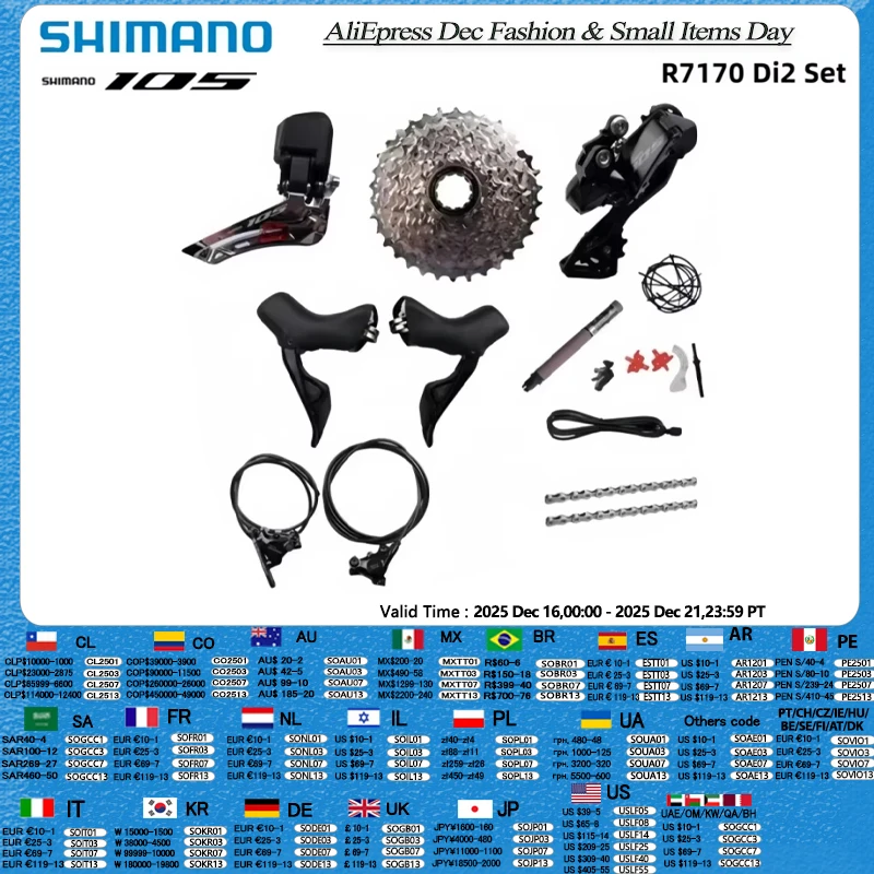 

Shimano Di2 105 R7170 Electronic Part Hydraulic Disc Brake Set Front Derailleur R7150 2x12s RD-R7150 CS-R7100 DN300 Di2 Set
