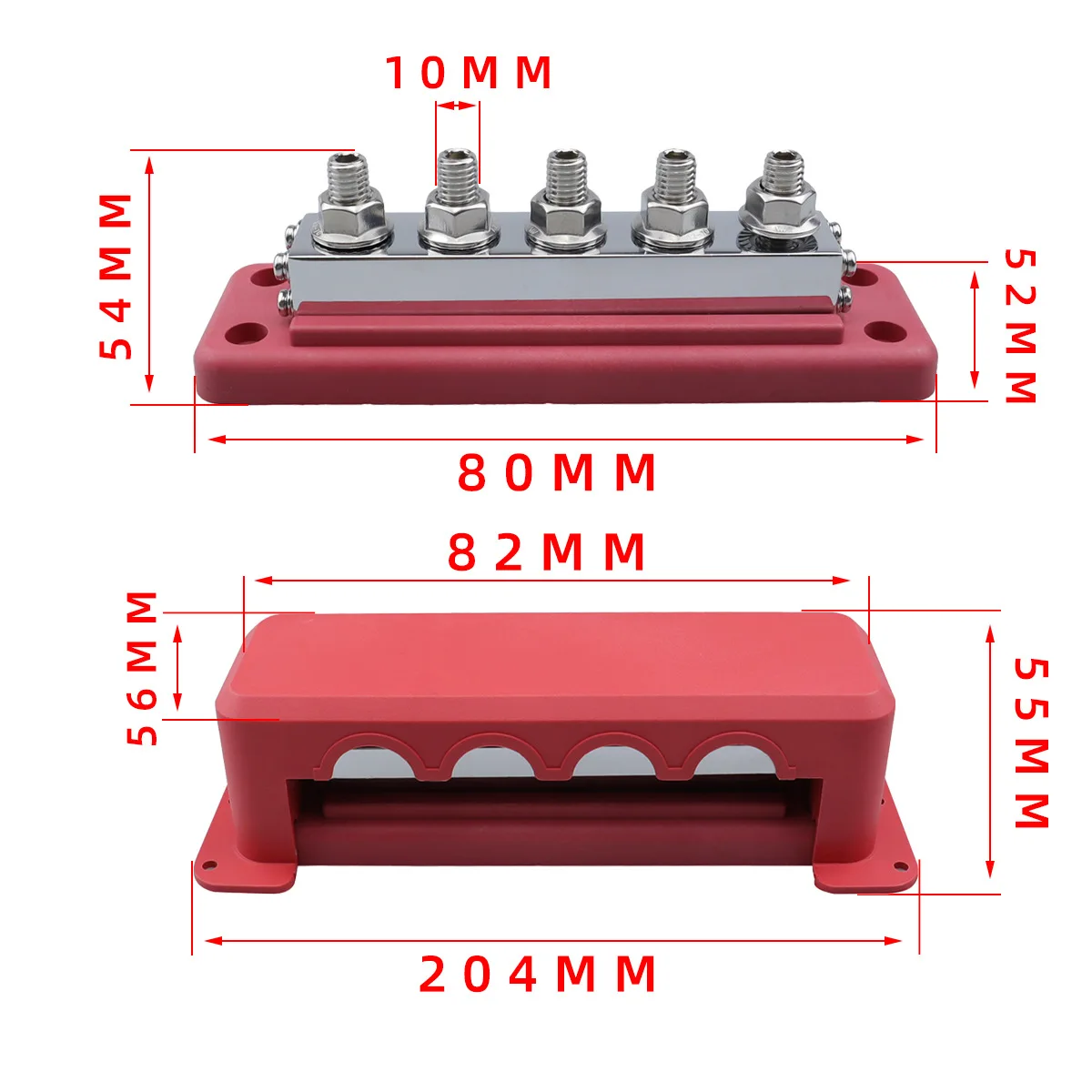 M10 Power Distribution Block Bus Bar 24V Buss Bar 600A Electrical Terminal Block for Caravan Truck Boat Car Camper RV Caravan