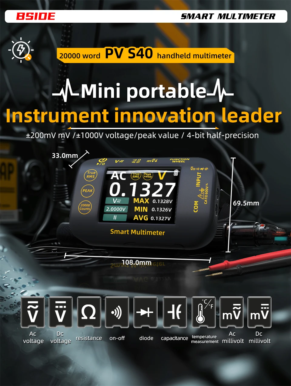 NEW Intelligent Digital Multimeter 20000 Counts Voltage Real-Time Waveform Recording Temperature Test Lithium Battery Voltmeter