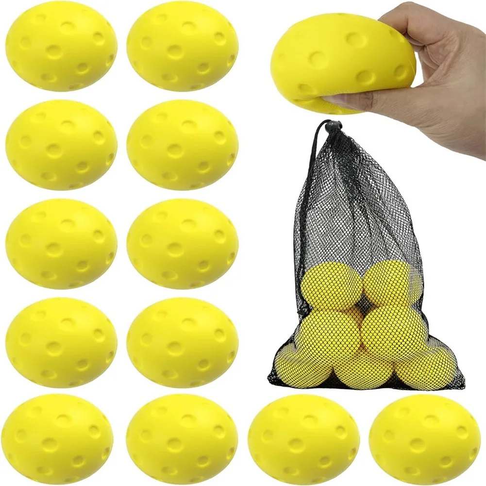 

Набор из 12 бесшумных мячей для пиклбола из пенополиуретана для тренировок в помещении, мягкие мячи для снятия стресса для дома и гаража, с сумкой для переноски