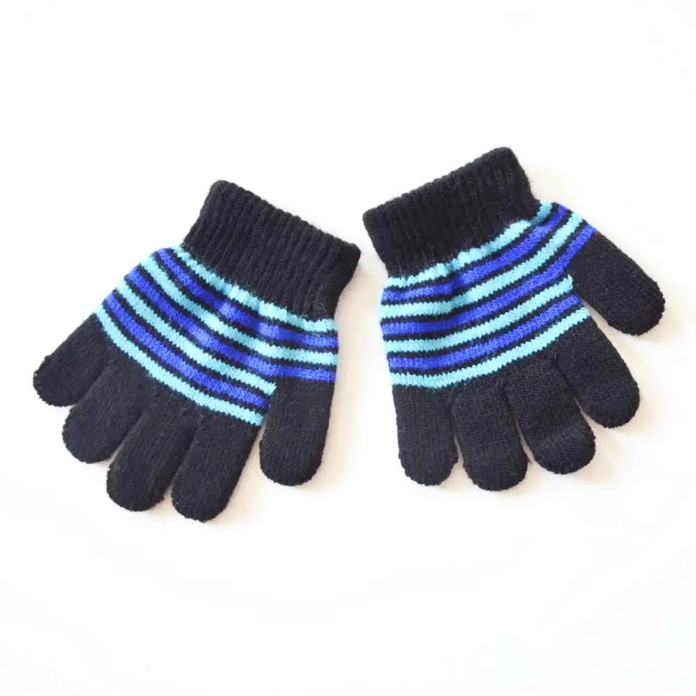 

Boys Children Warm Winter Soft Printed Stripe Thickened Baby Mittens Finger Gloves