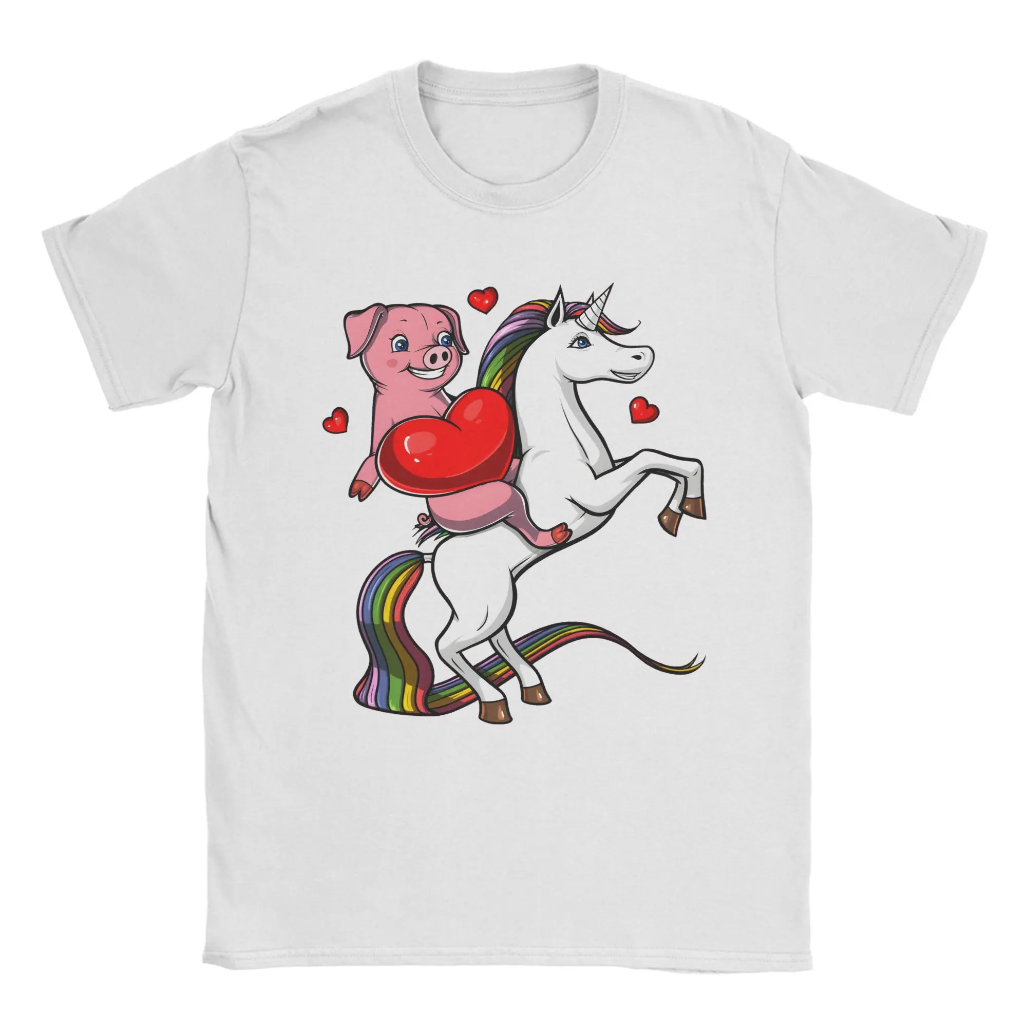 Pig Riding Unicorn  T Shirt  Hip Hop T-Shirts Short Sleeves Vintage Tshirt Summer Pure Cotton Oversized Top Tees