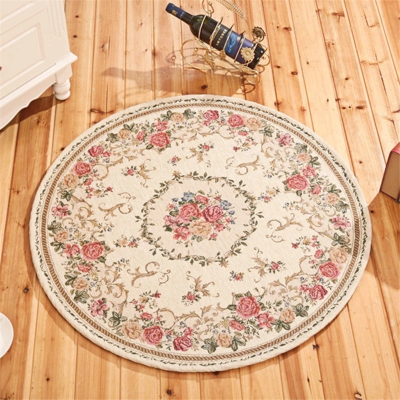 

Europe Retro Pastoral Carpet for Living Room Jacquard Computer Chair Area Rug Bedroom Floor Mat Bathroom Doormat Home Decoration