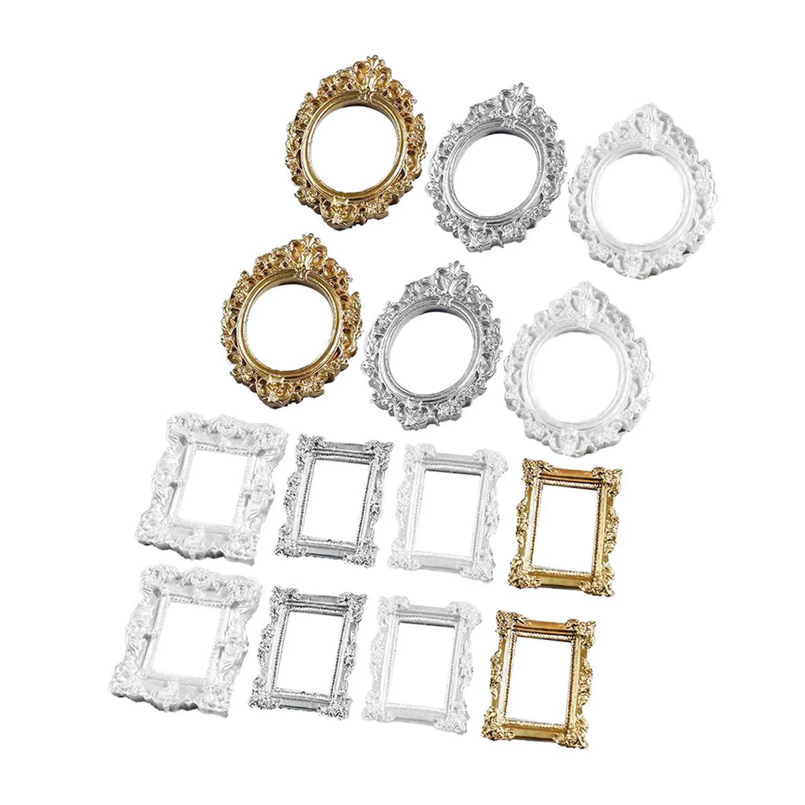 14Pcs Baroque Style Mini Frames Resin DIY Phone Case Charms Retro Ornament Frames for Crafts Decorations Frame Ornaments