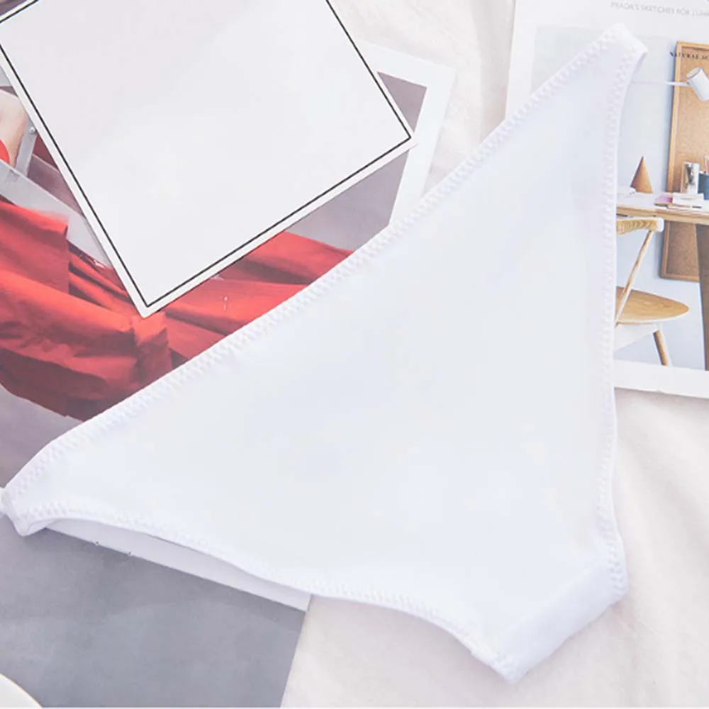 Men Soft Half-covered Buttocks Unisex Low Waist Solid Color Ladies Panties Milk Silk Triangle Thong