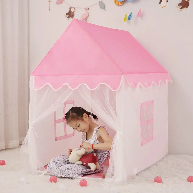 Kids Tent Teepee Tent for Children Folding Pink Princess Castle Portable Indoor Outdoor Tipi Tents Baby Playhouse Room Decor